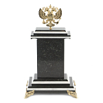 Часы настольные бронзовые с Гербом России из натурального камня Змевик Stone Clock варинант исполнения - 3 | Loft Concept в Грозном