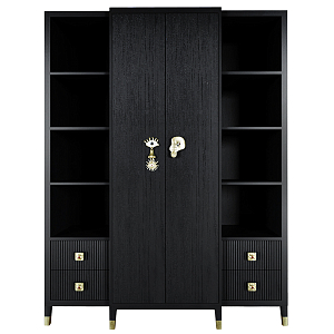 Большой шкаф с витриной Elsa Dreams Black