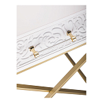 Приставной столик с выдвижным ящиком  White Table Carved Pattern варинант исполнения - 5 | Loft Concept в Грозном