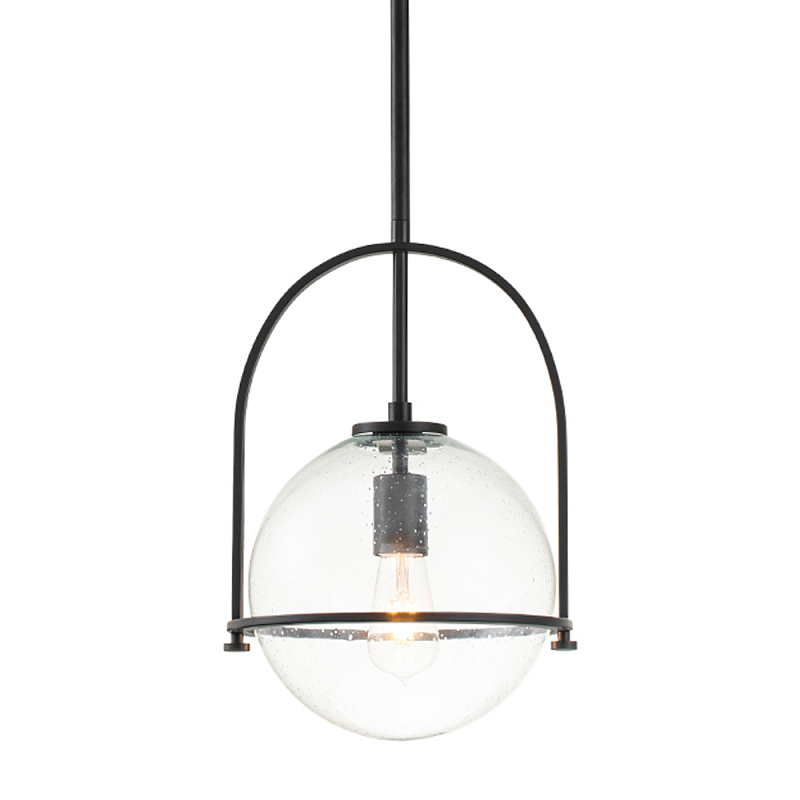 Подвесной светильник с прозрачным плафоном в форме шара в арочной подвеске Hinkley Латунь Прозрачное Стекло Черный Никель в Грозном | Loft Concept 