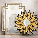 Зеркало-солнце в раме золотого и черного цвета Rays of Peace варинант исполнения - 3 | Loft Concept в Грозном