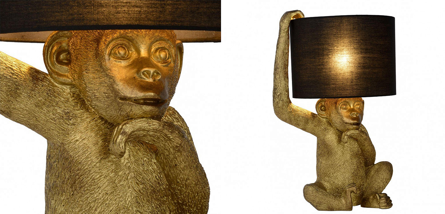 Настольная лампа с Золотой Обезьяной Monkey holding a lampshade Настольная лампа с Золотой Обезьяной Monkey holding a lampshade - Loft-Concept в Грозном