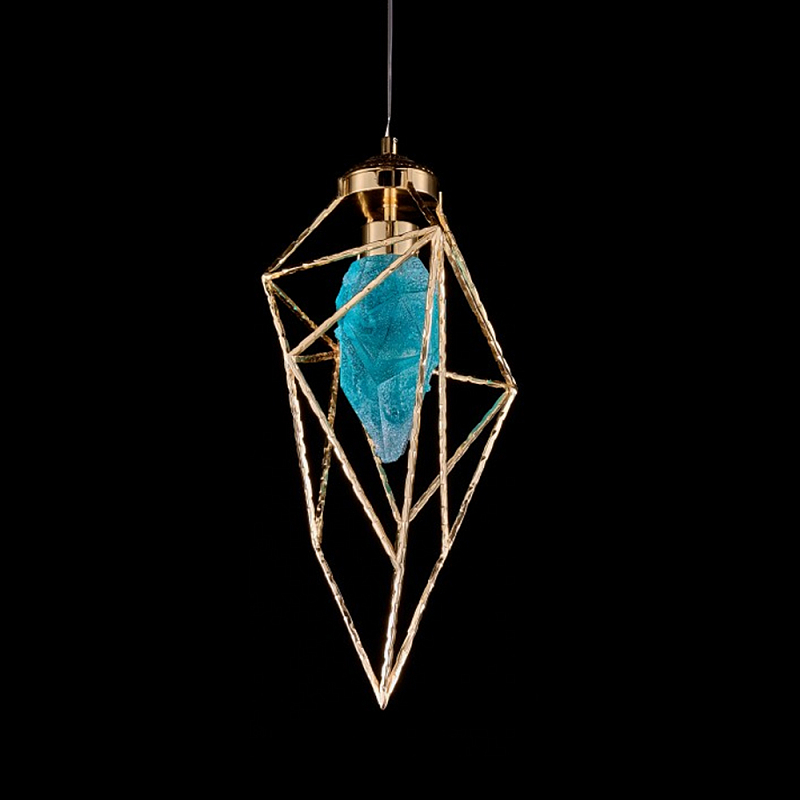Подвесной светильник с плафоном в виде камня Embodiment Золотой Прозрачный Розовый Зеленый в Грозном | Loft Concept 