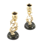 Подсвечники бронзовые на подставке из натурального камня нефрит Stone Candlestick варинант исполнения - 2 | Loft Concept в Грозном