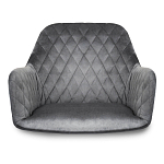 Барный стул со спинкой и подлокотниками на 4-х деревянных ножках Douglas Rhombus Серый Велюр варинант исполнения - 3 | Loft Concept в Грозном