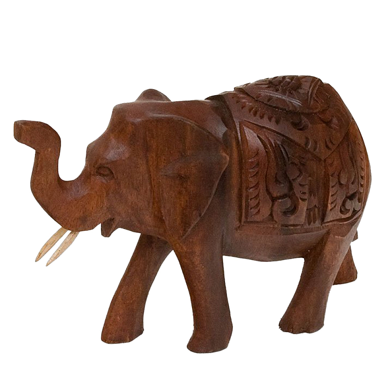 Статуэтка из дерева суар в виде слона в традиционном облачении Little Elephant Коричневый Статуэтка из дерева суар в виде слона в традиционном облачении Little Elephant Коричневый в Грозном | Loft Concept