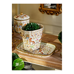 Кашпо с растительным и животным орнаментом на бронзовых ножках Turquoise Blooming Garden варинант исполнения - 8 | Loft Concept в Грозном