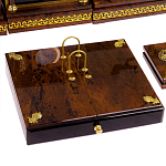 Настольный письменный набор с часами из природного камня обсидиана Royal Set варинант исполнения - 4 | Loft Concept в Грозном