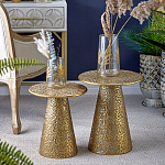 Журнальный столик с конусообразной основой и текстурной поверхностью золотого цвет Ethnic Metal варинант исполнения - 5 | Loft Concept в Грозном