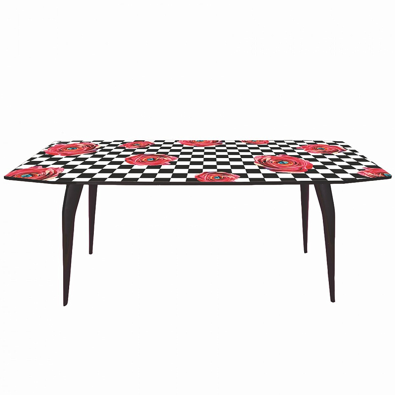 Обеденный стол Seletti Table Roses on check Черный Розовый (Rose) Обеденный стол Seletti Table Roses on check Черный Розовый (Rose) в Грозном | Loft Concept