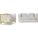 Кресло велюровое серое с фактурным каркасом золотистого цвета Best Traits варинант исполнения - 1 | Loft Concept в Грозном