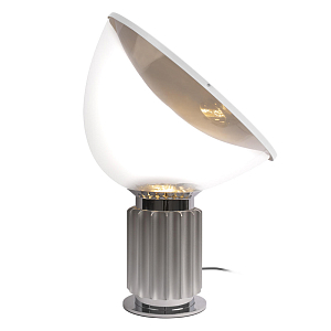 Настольная лампа с прозрачным стеклянным плафоном и рифленым металлическим основанием Высота 48 см Aurora Elegance