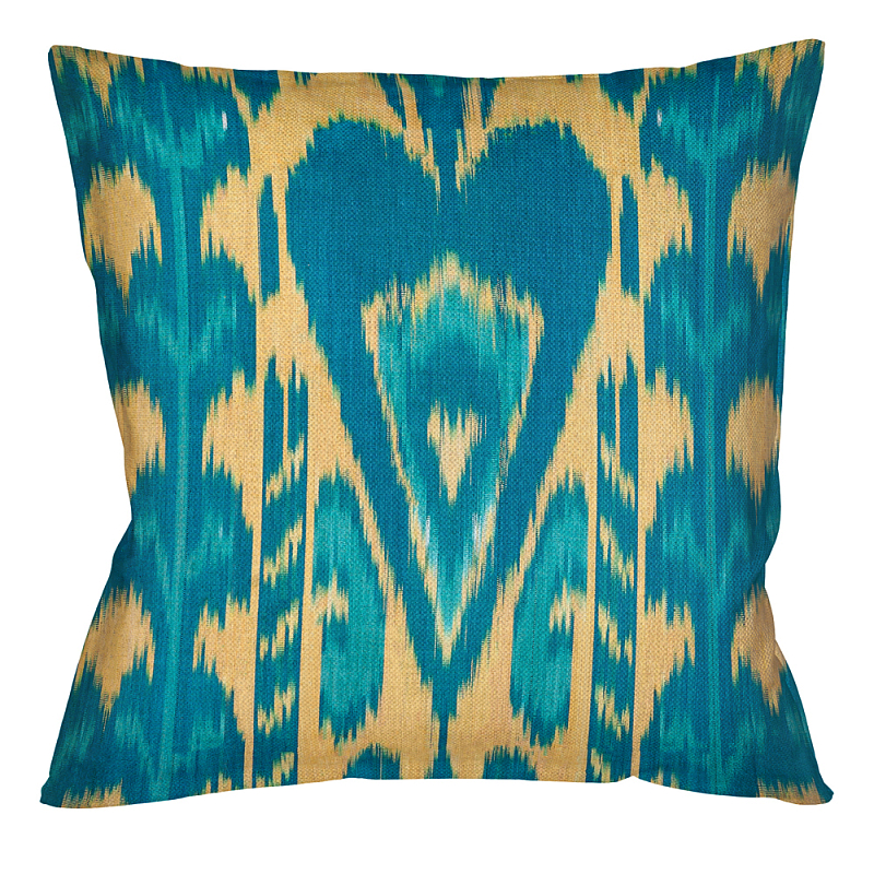 Подушка декоративная бирюзовое сердце Ikat Pattern Бирюзовый Бежевый Подушка декоративная бирюзовое сердце Ikat Pattern Бирюзовый Бежевый в Грозном | Loft Concept