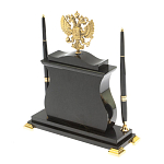 Часы настольные с Гербом России и 2-мя шариковыми ручками в комплекте Stone Clock варинант исполнения - 7 | Loft Concept в Грозном