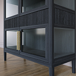 Витрина Primo со стеклянными фасадами и 2 ящиками Черный дуб варинант исполнения - 4 | Loft Concept в Грозном