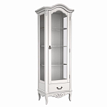 Витрина белая однодверная из массива бука с 4-мя полками и ящиком White Provence варинант исполнения - 1 | Loft Concept в Грозном