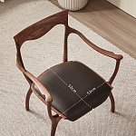 Стул деревянный с мягким сиденьем из коричневой натуральной кожи Moon Walnut Furniture варинант исполнения - 10 | Loft Concept в Грозном