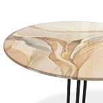 Стол журнальный круглый с бежевой столешницей из стекла Beige Marble варинант исполнения - 3 | Loft Concept в Грозном