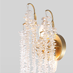 Бра с хрустальными прозрачными подвесками и круглым основанием золотого цвета FAIRYTREE Light варинант исполнения - 3 | Loft Concept в Грозном