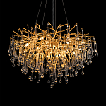 Люстра подвесная с прозрачными стеклянными подвесками в форме капель Диаметр 80 см Droplet Chandelier варинант исполнения - 15 | Loft Concept в Грозном