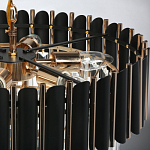 Люстра из черного металла с многоярусными подвесками из прозрачного хрусталя на золотой цепи Empire Black Chandelier Crystal варинант исполнения - 11 | Loft Concept в Грозном