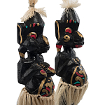 Комплект из 2-х деревянных статуэток Asmat Straw Headdress Statuettes Multicolor варинант исполнения - 5 | Loft Concept в Грозном