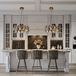 Люстра подвесная круглая с овальными подвесками из стекла дымчатого цвета Harlow Crystal Round варинант исполнения - 6 | Loft Concept в Грозном