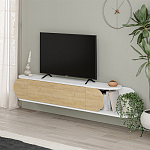 ТВ-тумба подвесная белая с полкой и откидной дверцей цвета древесины TONE TV STAND WHITE варинант исполнения - 2 | Loft Concept в Грозном