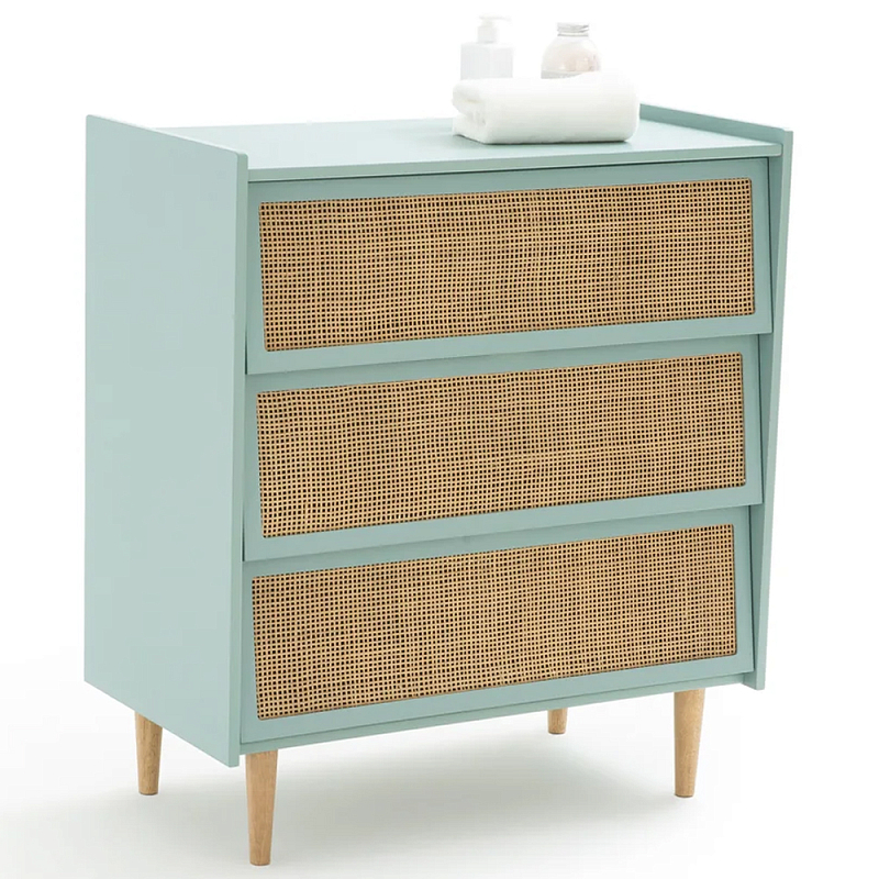 Комод с 3-мя ящиками из ротанга Blais Turquoise Wicker Furniture Бирюзовый Древесина Комод с 3-мя ящиками из ротанга Blais Turquoise Wicker Furniture Бирюзовый Древесина в Грозном | Loft Concept
