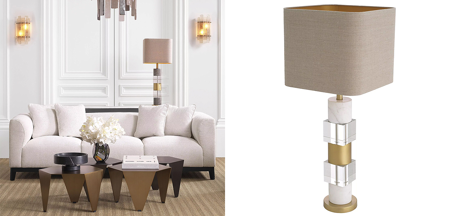 Настольная лампа Eichholtz Table Lamp Cullingham White Marble - Loft-Concept в Грозном