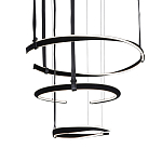 Люстра подвесная с 3-мя кольцами из кожаных ремней черного цвета Half Ring Horizontal  варинант исполнения - 1 | Loft Concept в Грозном