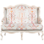 Двухместный диван из массива бука серый с растительным орнаментом Raffael Blue Grey Sofa варинант исполнения - 1 | Loft Concept в Грозном