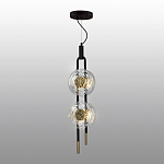 Подвесной светильник с 2-мя прозрачными стеклянными плафонами и золотистыми центральными вставками Virelia  варинант исполнения - 4 | Loft Concept в Грозном