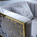 Кресло велюровое серое с фактурным каркасом золотистого цвета Best Traits варинант исполнения - 3 | Loft Concept в Грозном