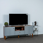 ТВ-тумба серая из массива бука с 2-мя дверками и ящиком Wenge Light варинант исполнения - 7 | Loft Concept в Грозном