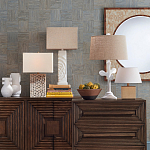 Настольная лампа с белым каркасом и тканевым абажуром Natural Stems варинант исполнения - 4 | Loft Concept в Грозном