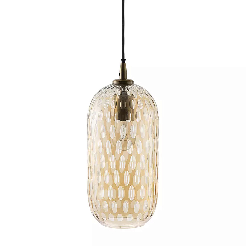 Подвесной светильник с плафоном из затемненного стекла с рельефным узором Glass lampshade with Relief Pattern Янтарный Подвесной светильник с плафоном из затемненного стекла с рельефным узором Glass lampshade with Relief Pattern Янтарный в Грозном | Loft Concept