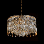 Люстра круглая с хрустальными подвесками на золотистом каркасе Roul Crystal Light варинант исполнения - 4 | Loft Concept в Грозном