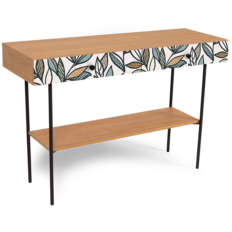 Консоль с принтом на ящиках Elise Console Table Древесина Мульти Черный Консоль с принтом на ящиках Elise Console Table Древесина Мульти Черный в Грозном | Loft Concept
