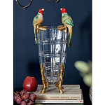 Ваза из прозрачного стекла с бронзовыми ножками и фигурками попугаев Eden Garden porcelain and bronze варинант исполнения - 1 | Loft Concept в Грозном