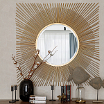 Зеркало-солнце круглое с золотыми лучам Sunrise варинант исполнения - 2 | Loft Concept в Грозном