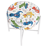 Пуф детский круглый с принтом на 4-х белых ножках Dinosaurs CHILDHOOD варинант исполнения - 3 | Loft Concept в Грозном