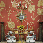 Обои с вышивкой ручной работы Deco Flowers Original colourway on wool sateen варинант исполнения - 1 | Loft Concept в Грозном