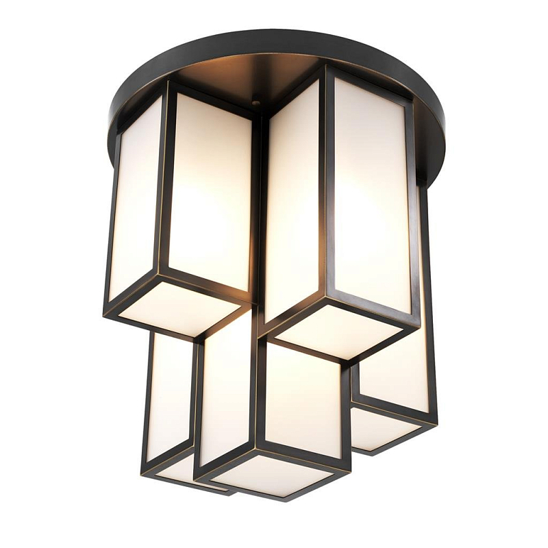 Потолочный светильник Eichholtz Ceiling Lamp Axel Bronze Темная бронза Белый Потолочный светильник Eichholtz Ceiling Lamp Axel Bronze Темная бронза Белый в Грозном | Loft Concept