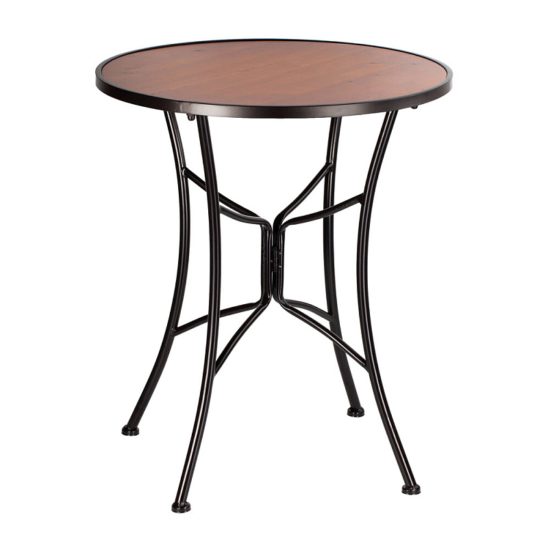 Столик приставной с круглой столешницей на металлическом черном основании Scenical Table Черный Коричневый в Грозном | Loft Concept 