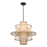 Подвесной светильник фигурный из деревянных прутьев с плафоном из натуральной ткани Light Inside the Cell варинант исполнения - 4 | Loft Concept в Грозном