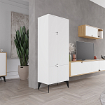 Комод белый с 4-мя дверцами на металлических ножках SPARK MULTIPURPOSE CABINET WHITE варинант исполнения - 4 | Loft Concept в Грозном