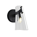 Бра конусообразной формы из прозрачного акрила и черной стали Glass Cylinder Black варинант исполнения - 1 | Loft Concept в Грозном