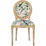 Стул из массива бука бежевый с изображением птиц и цветов Beige Green Chinoiserie Rose Garden Chair варинант исполнения - 1 | Loft Concept в Грозном