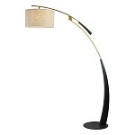 Торшер с изогнутой черной металлической ножкой и цилиндрическим абажуром из ткани Arched Metal Base  варинант исполнения - 1 | Loft Concept в Грозном